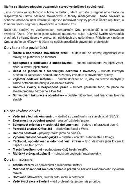 stavbyvedouci vyskov